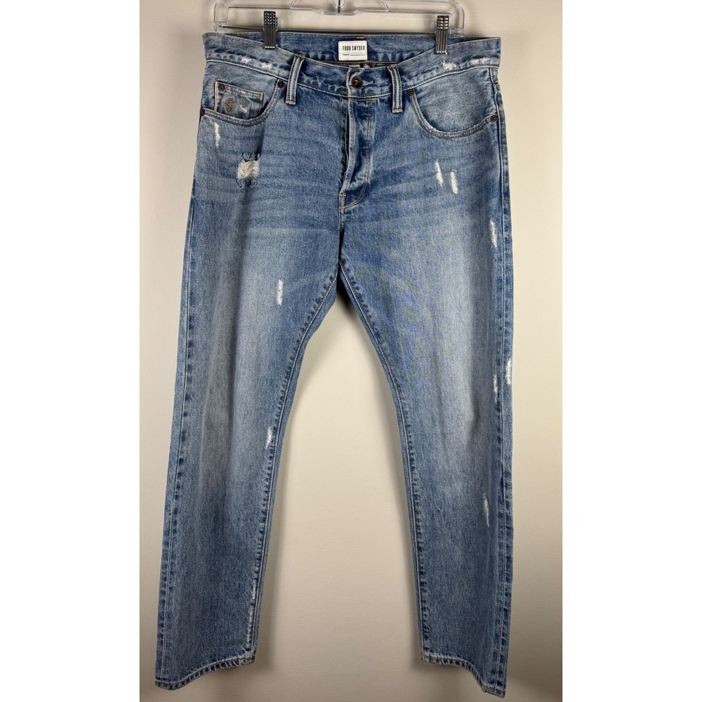 Todd Snyder Slim Fit Distressed Jeans Mens 31x30 Medium Wash Button Fly Denim